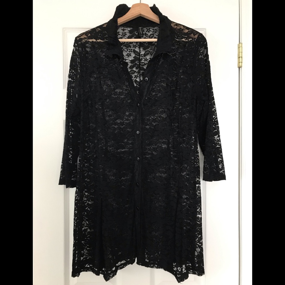 Sheer black lace blouse / tunic
